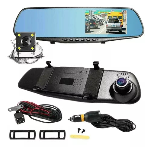 ESPEJO RETROVISOR DOBLE CAMARA FULL HD