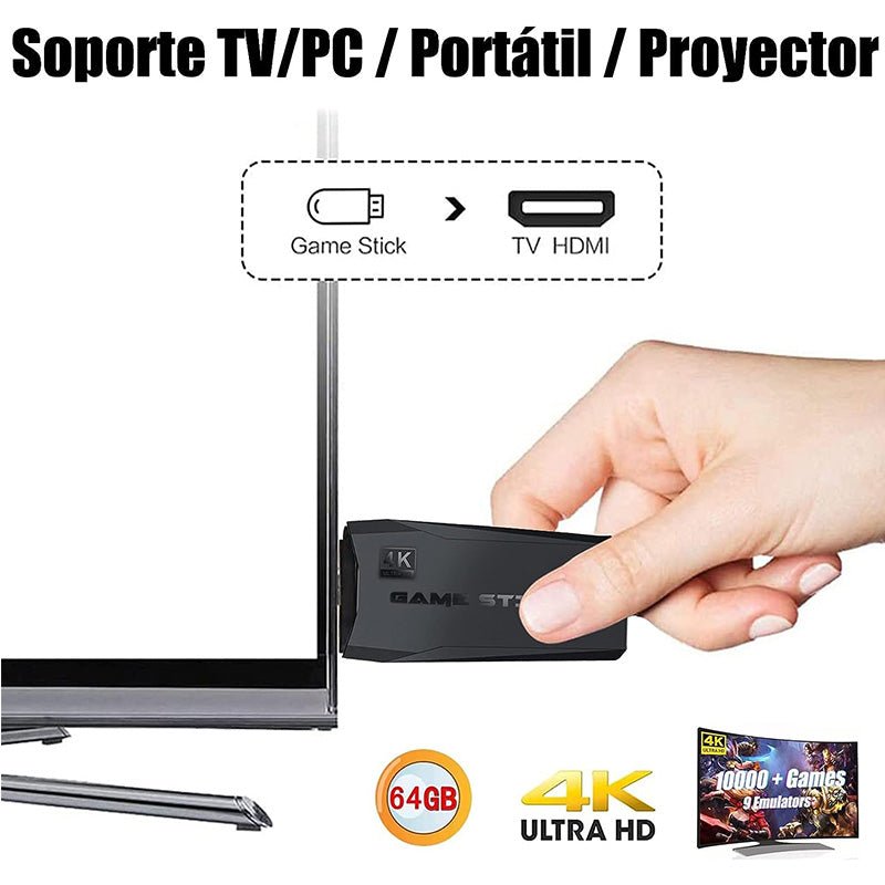 Retro GameStick 4K + 10.000 Juegos de 9 Consolas + 2 Mandos de Regalo 🎮